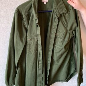 Olive green button down